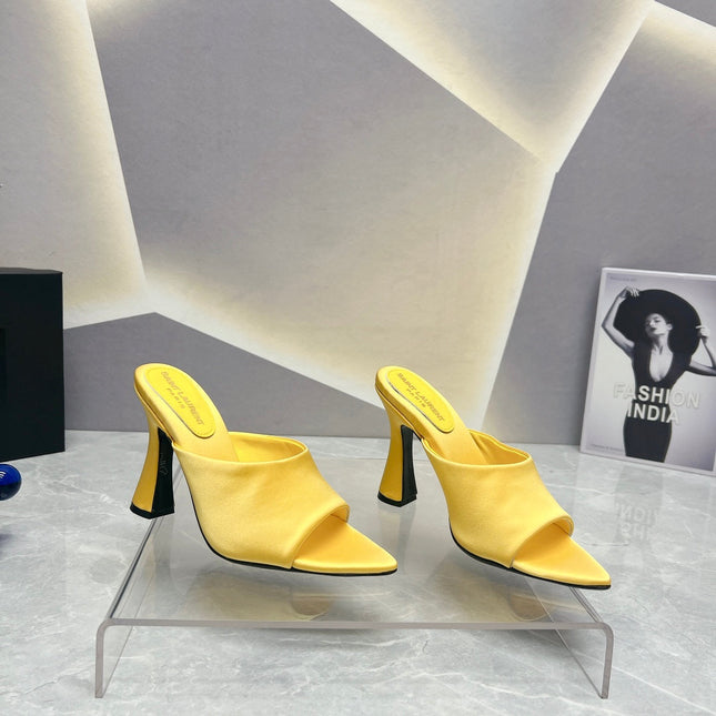 SL GOLDIE MULES LEMON SATIN