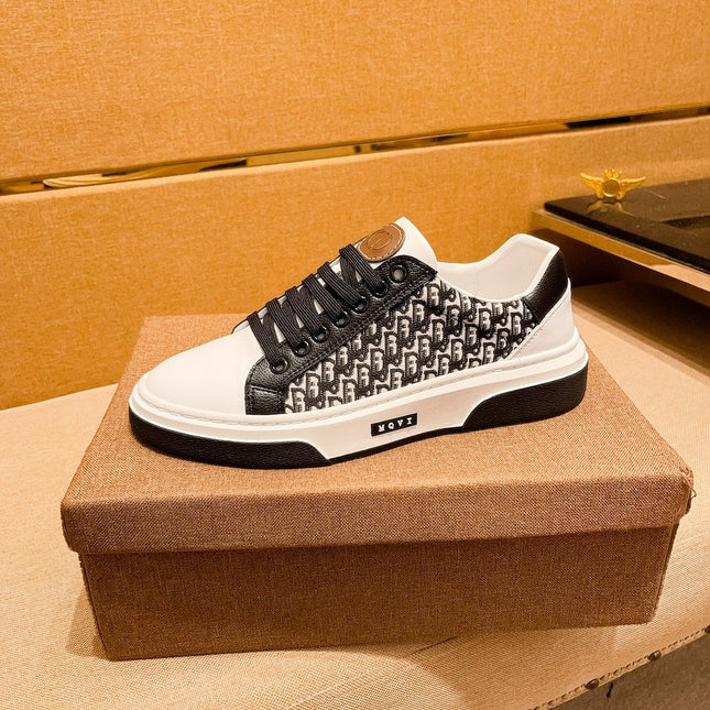 CD LOW TOP SNEAKER WHITE AND BLACK CALFSKIN