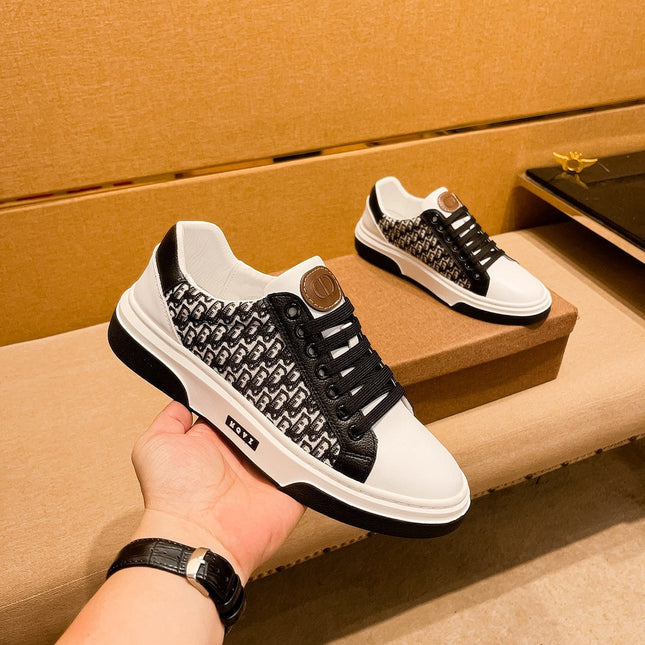 CD LOW TOP SNEAKER WHITE AND BLACK CALFSKIN