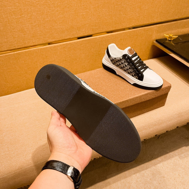 CD LOW TOP SNEAKER WHITE AND BLACK CALFSKIN