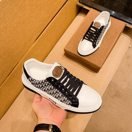 CD LOW TOP SNEAKER WHITE AND BLACK CALFSKIN