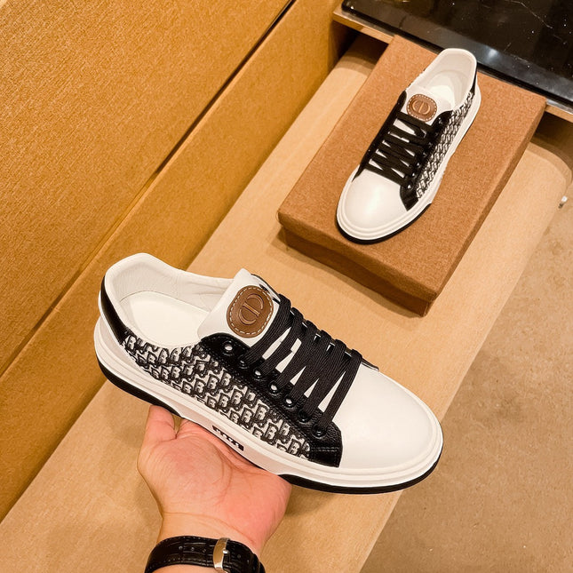 CD LOW TOP SNEAKER WHITE AND BLACK CALFSKIN