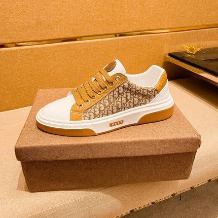CD LOW TOP SNEAKER BRONZE AND WHITE CALFSKIN