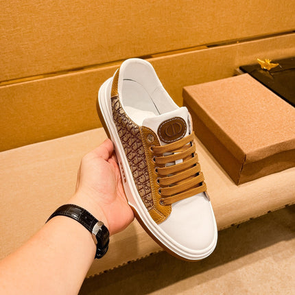 CD LOW TOP SNEAKER BRONZE AND WHITE CALFSKIN