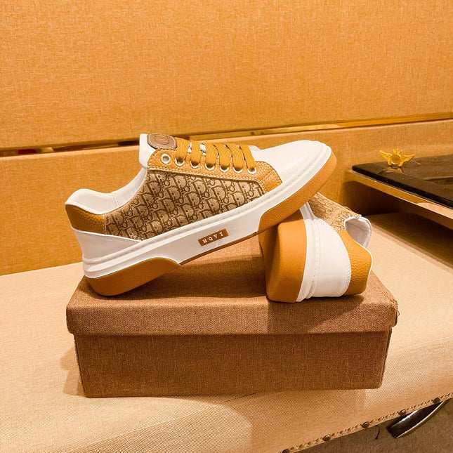 CD LOW TOP SNEAKER BRONZE AND WHITE CALFSKIN