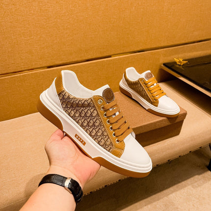 CD LOW TOP SNEAKER BRONZE AND WHITE CALFSKIN