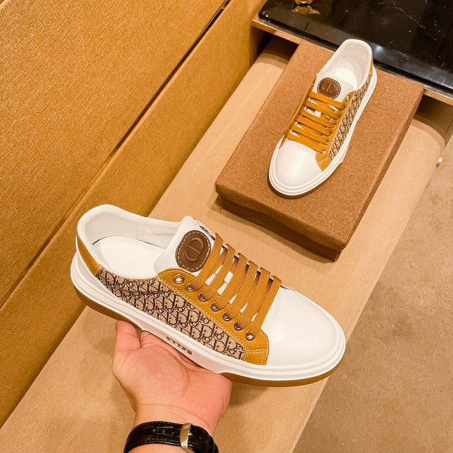 CD LOW TOP SNEAKER BRONZE AND WHITE CALFSKIN