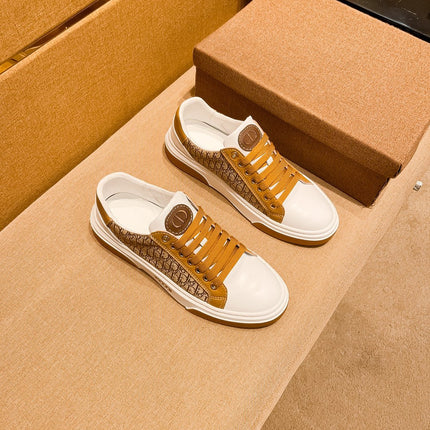 CD LOW TOP SNEAKER BRONZE AND WHITE CALFSKIN