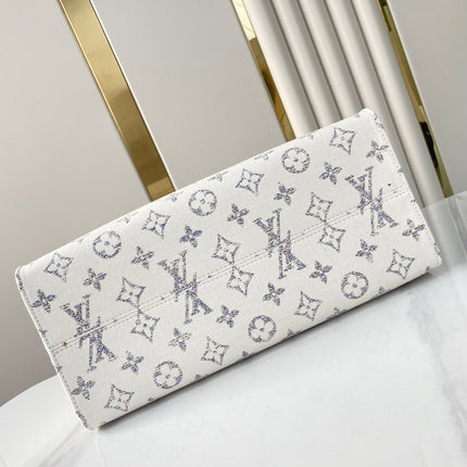ONTHEGO MM 35 IN WHITE MONOGRAM JACQUARD FABRIC