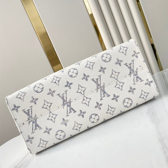 ONTHEGO MM 35 IN WHITE MONOGRAM JACQUARD FABRIC