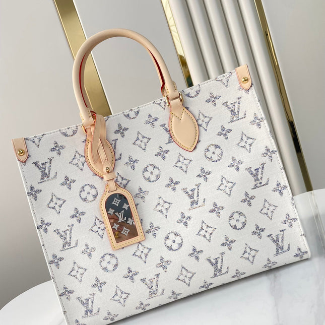 ONTHEGO MM 35 IN WHITE MONOGRAM JACQUARD FABRIC