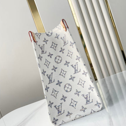 ONTHEGO MM 35 IN WHITE MONOGRAM JACQUARD FABRIC