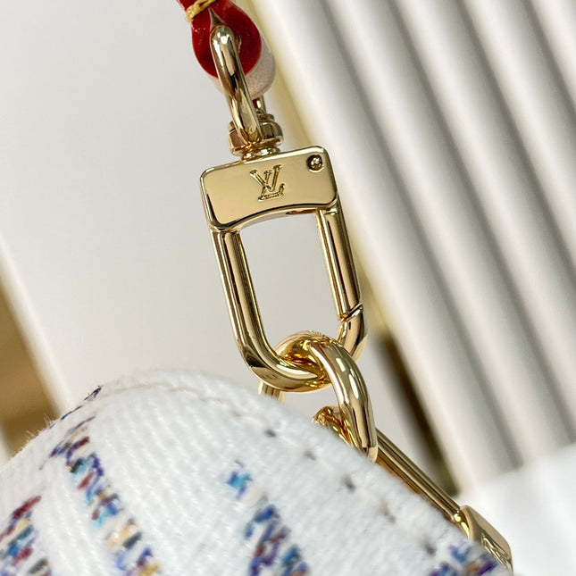 WALLET ON CHAIN IVY 23 IN WHITE MONOGRAM JACQUARD FABRIC GOLD HARDWARE