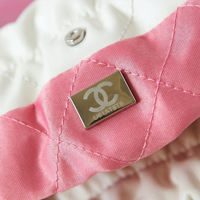 CC MINI 20 HOBO BAG IN WHITE MIX LIGHT PINK CALFSKIN