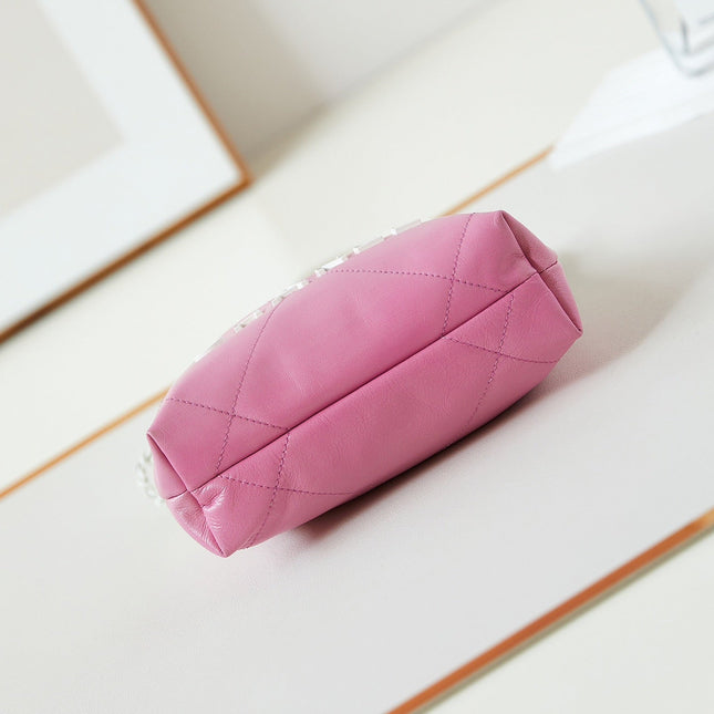 CC MINI 20 HOBO BAG IN WHITE MIX LIGHT PINK CALFSKIN