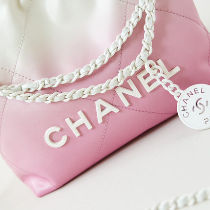 CC MINI 20 HOBO BAG IN WHITE MIX LIGHT PINK CALFSKIN