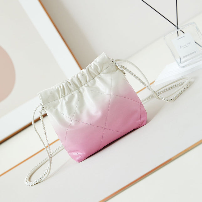 CC MINI 20 HOBO BAG IN WHITE MIX LIGHT PINK CALFSKIN
