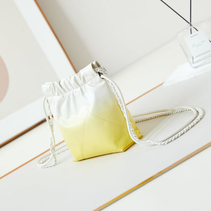 CC MINI 20 HOBO BAG IN WHITE MIX LIGHT YELLOW CALFSKIN