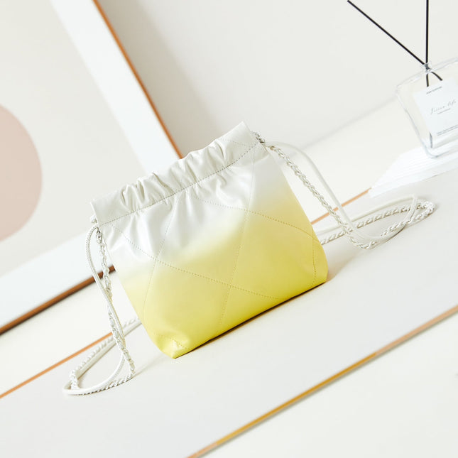 CC MINI 20 HOBO BAG IN WHITE MIX LIGHT YELLOW CALFSKIN