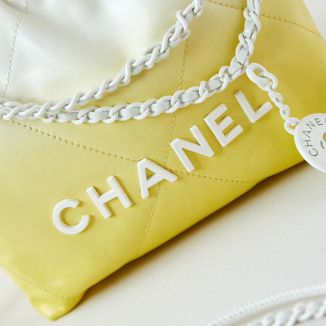 CC MINI 20 HOBO BAG IN WHITE MIX LIGHT YELLOW CALFSKIN