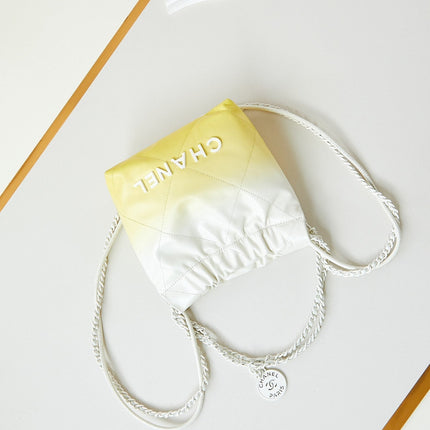 CC MINI 20 HOBO BAG IN WHITE MIX LIGHT YELLOW CALFSKIN