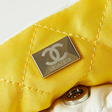 CC MINI 20 HOBO BAG IN WHITE MIX LIGHT YELLOW CALFSKIN