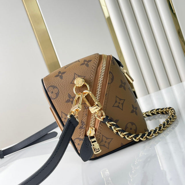 JUST IN CASE 14 IN BROWN MONOGRAM REVERSE CANVAS GOLD HARDWARE