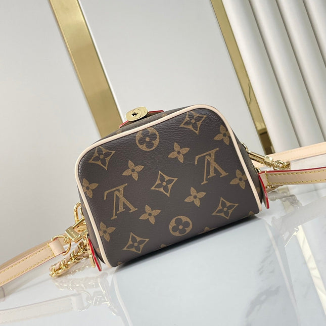 JUST IN CASE 14 IN BROWN MONOGRAM CANVAS GOLD HARDWARE