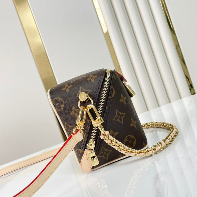 JUST IN CASE 14 IN BROWN MONOGRAM CANVAS GOLD HARDWARE