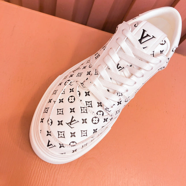 LV TRAINER SNEAKER IN WHITE MIX BLACK MONOGRAM CALFSKIN