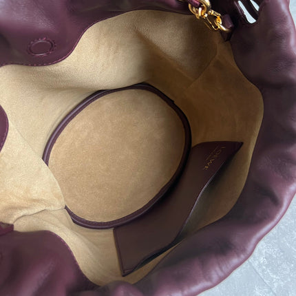 LOE 32 FLAMENCO PURSE BUCKET IN DARK BURGUNDY MELLOW NAPPA LAMBSKIN