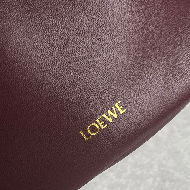 LOE 32 FLAMENCO PURSE BUCKET IN DARK BURGUNDY MELLOW NAPPA LAMBSKIN