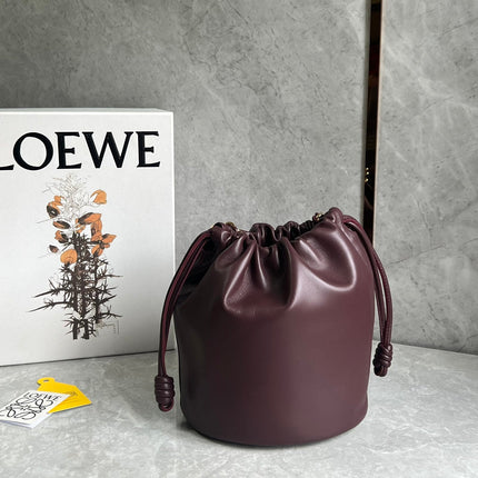 LOE 32 FLAMENCO PURSE BUCKET IN DARK BURGUNDY MELLOW NAPPA LAMBSKIN