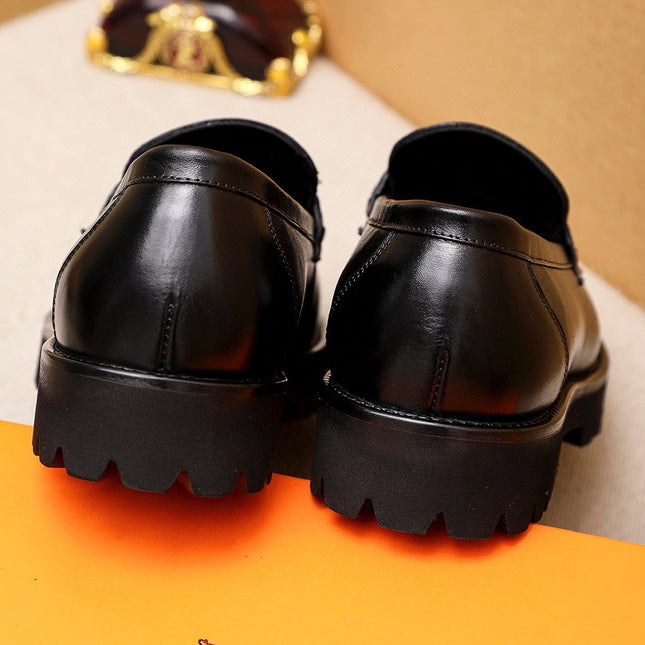 HM GOLD BUCKLE FAUBOURG LOAFER BLACK CALFSKIN