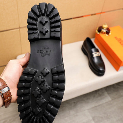 HM GOLD BUCKLE FAUBOURG LOAFER BLACK CALFSKIN