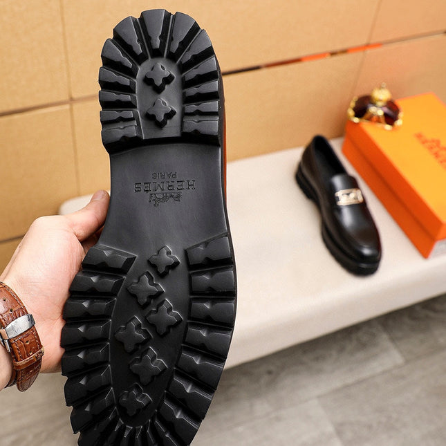 HM GOLD BUCKLE FAUBOURG LOAFER BLACK CALFSKIN