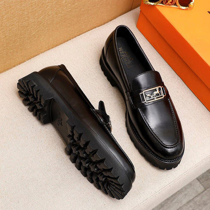 HM GOLD BUCKLE FAUBOURG LOAFER BLACK CALFSKIN