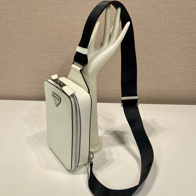 CHEST BAG 20 IN WHITE SAFFIANO LEATHER