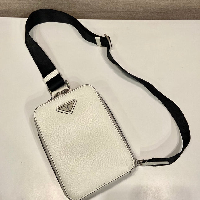 CHEST BAG 20 IN WHITE SAFFIANO LEATHER