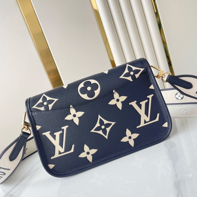 DIANE 23 IN DARK NAVY CREAM MONOGRAM EMPREINTE LEATHER