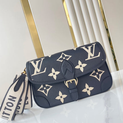 DIANE 23 IN DARK NAVY CREAM MONOGRAM EMPREINTE LEATHER