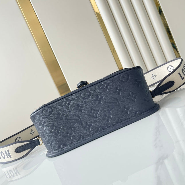 DIANE 23 IN DARK NAVY CREAM MONOGRAM EMPREINTE LEATHER