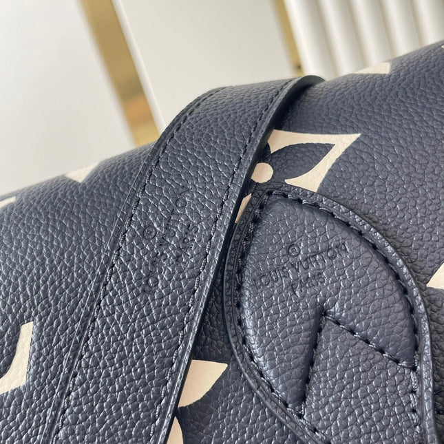 DIANE 23 IN DARK NAVY CREAM MONOGRAM EMPREINTE LEATHER