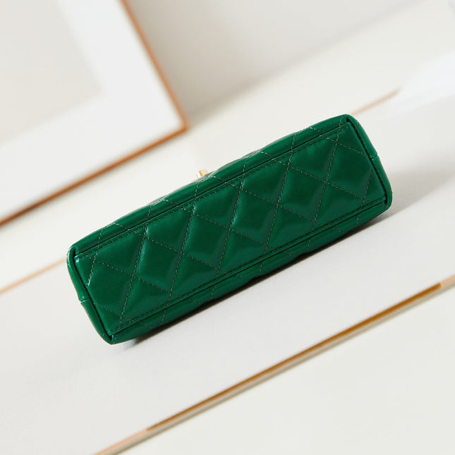 CC KELLY MINI 19 SHOPPING BAG IN GREEN FOREST CALFSKIN