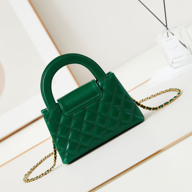 CC KELLY MINI 19 SHOPPING BAG IN GREEN FOREST CALFSKIN