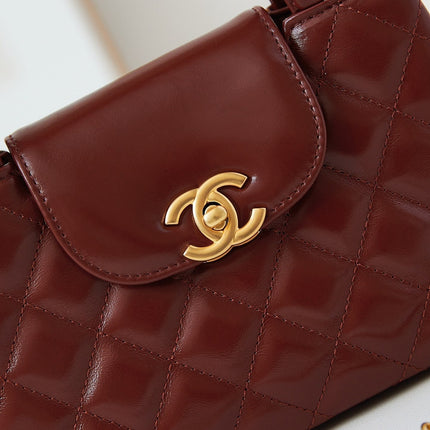 CC KELLY MINI 19 SHOPPING BAG IN WINE RED CALFSKIN