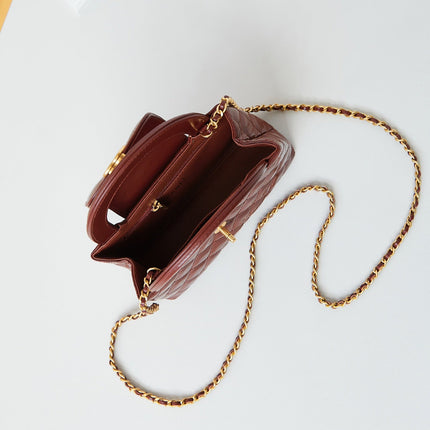 CC KELLY MINI 19 SHOPPING BAG IN WINE RED CALFSKIN