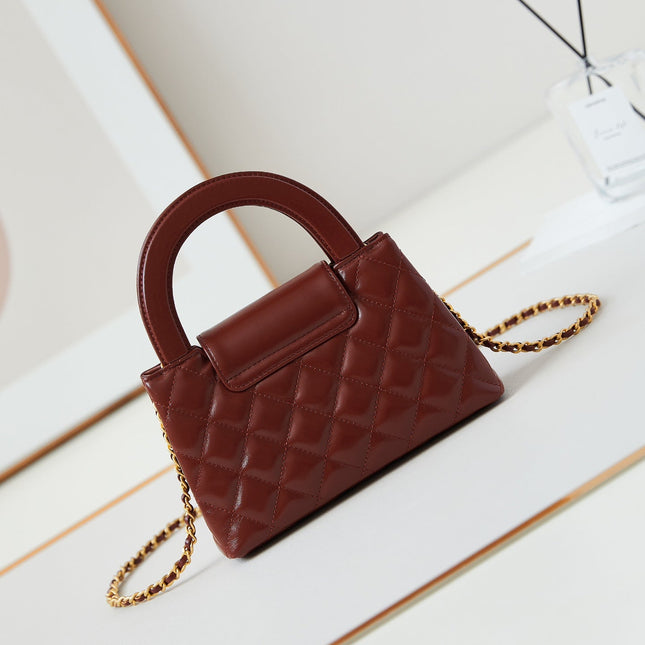 CC KELLY MINI 19 SHOPPING BAG IN WINE RED CALFSKIN