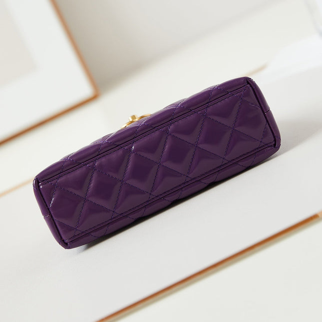 CC KELLY MINI 19 SHOPPING BAG IN INDIGO PURPLE CALFSKIN