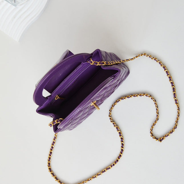 CC KELLY MINI 19 SHOPPING BAG IN INDIGO PURPLE CALFSKIN